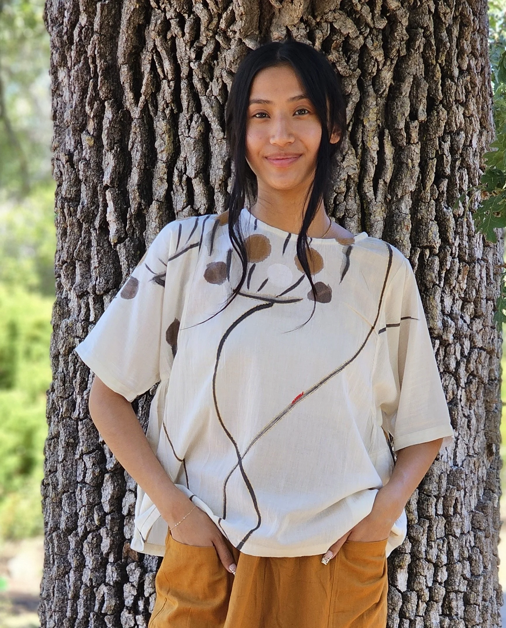 Tj-17166 - Gather Tunic - Natural — Yaza